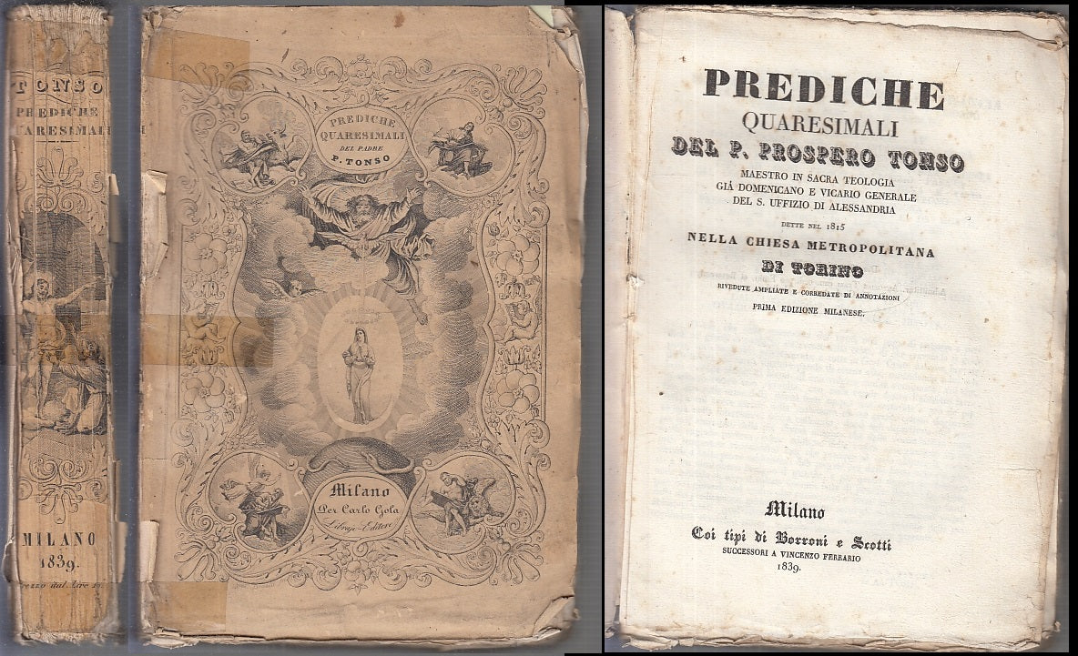 LD- PREDICHE QUARESIMALI - PADRE TONSO - BORRONI E SCOTTI --- 1839 - B - XFS88