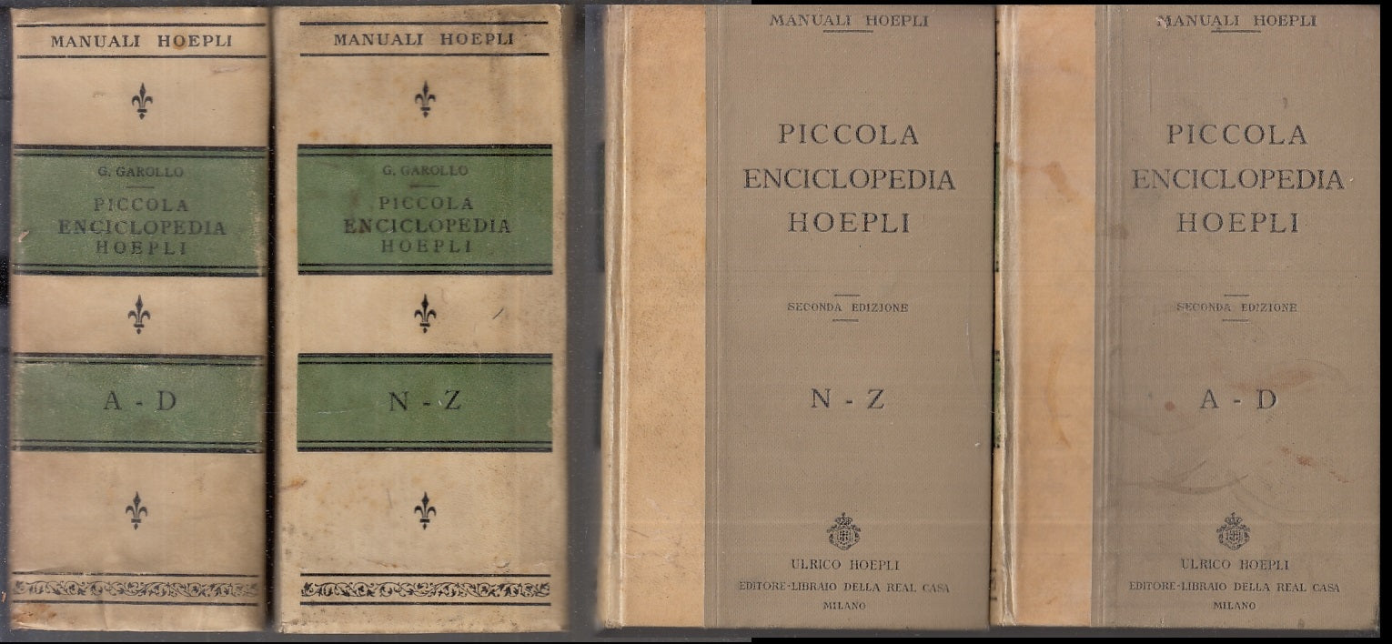 LZ- PICCOLA ENCICLOPEDIA HOEPLI 2 VOLUMI- GAROLLO- HOEPLI- MANUALI-- 1913-C-XFS8