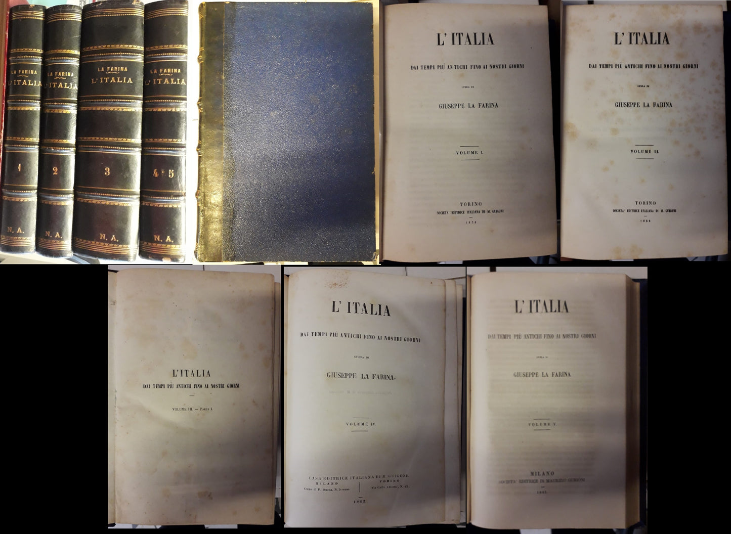 LS- L'ITALIA TEMPI ANTICHI GIORNI NOSTRI 5 VOLUMI - LA FARINA ---- 1856 - C- ZFS