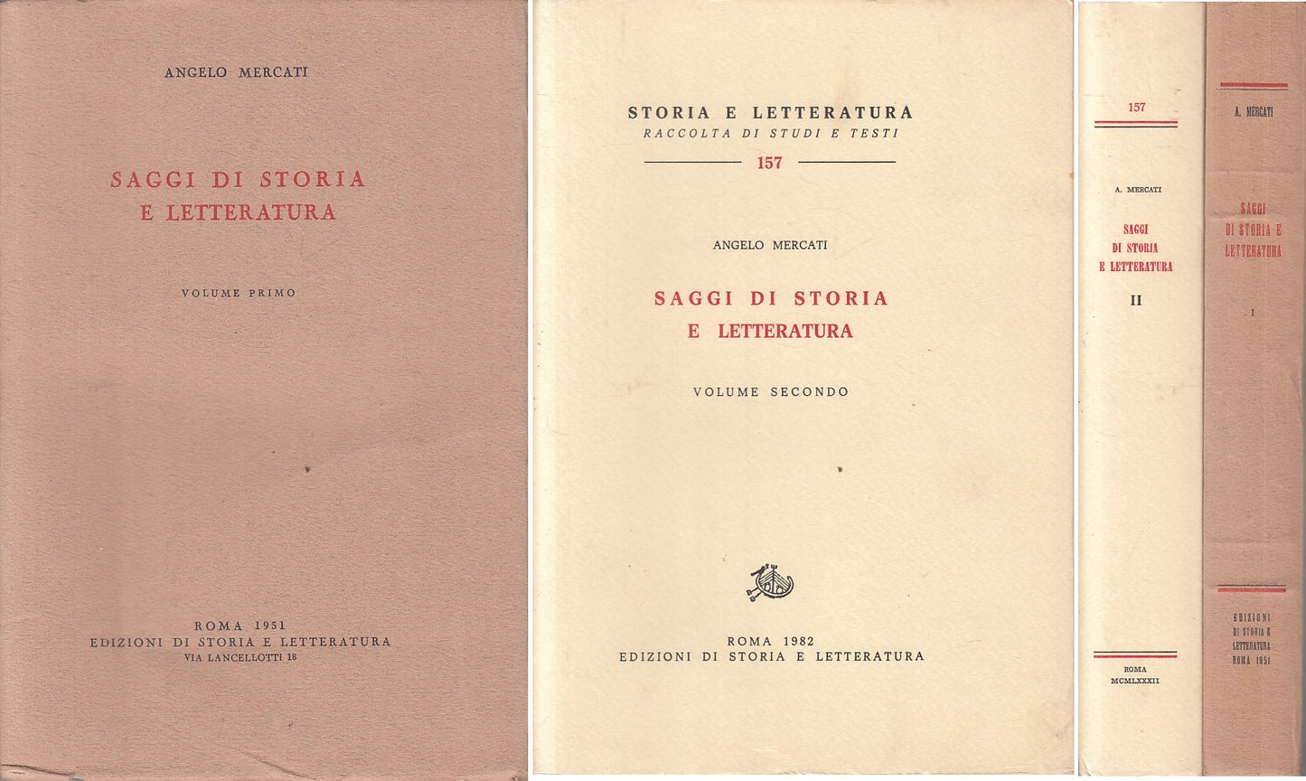 LS- SAGGI DI STORIA E LETTERATURA 2 VOLUMI - MERCATI - ROMA --- 1951 - B - ZFS12