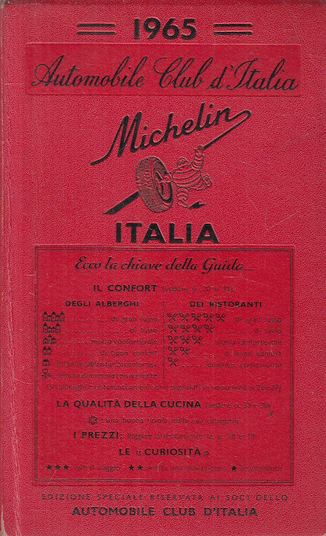 LV- AUTOMOBILE CLUB D'ITALIA MICHELIN GUIDA -- TCI --- 1965 - B - ZFS455