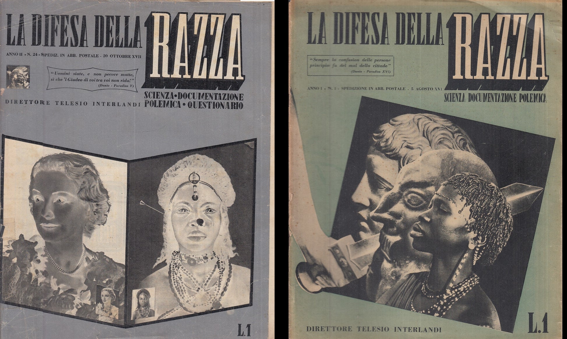 LR- LA DIFESA DELLA RAZZA 1/6 1938 COMPLETO + 1/24 1939 ----- 1938 - S - MLT4