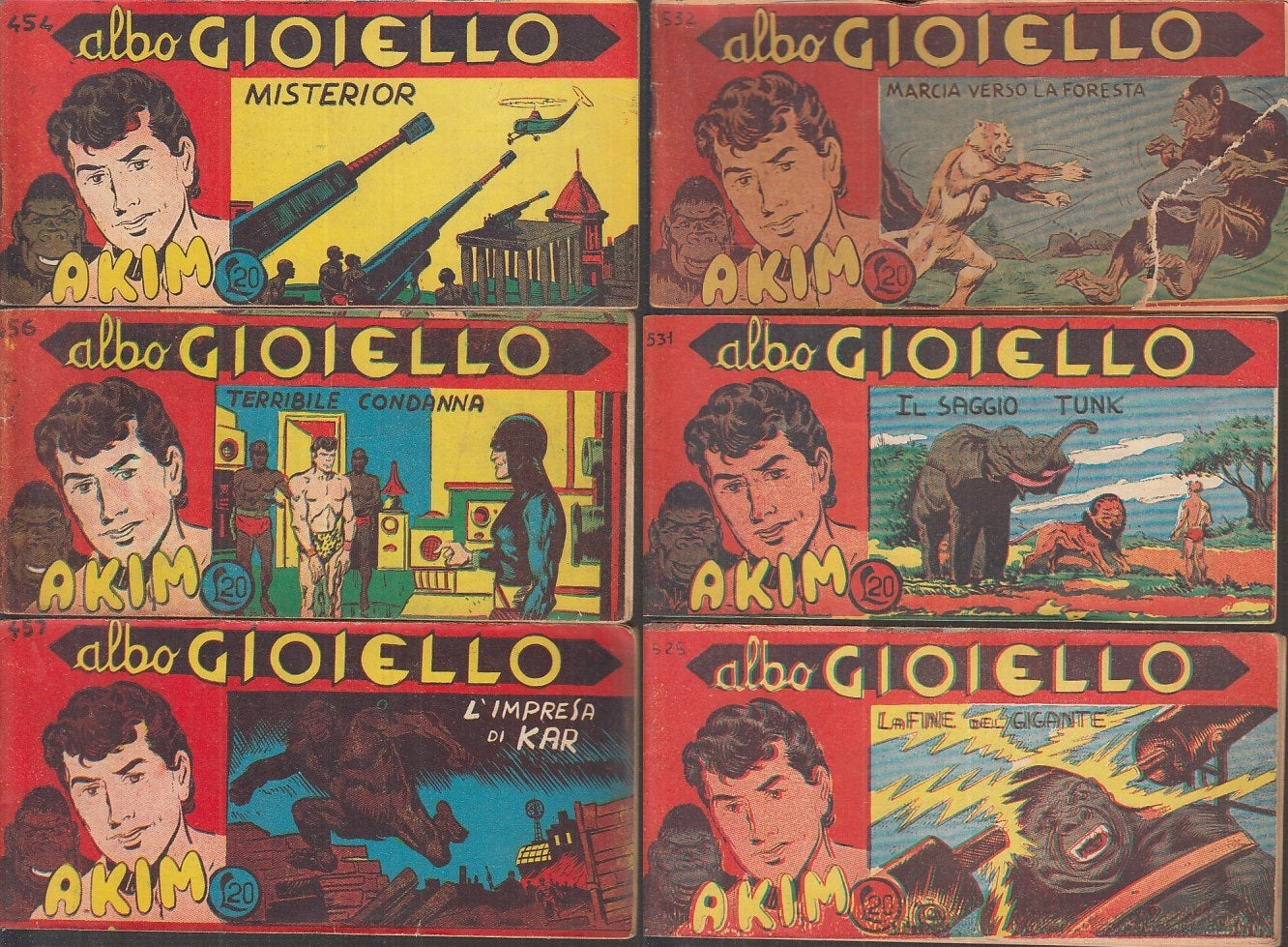 FT- STRISCIA ALBO GIOIELLO AKIM LOTTO 19 NUMERI 464/532-- TOMASINA- 1962- S- TBX