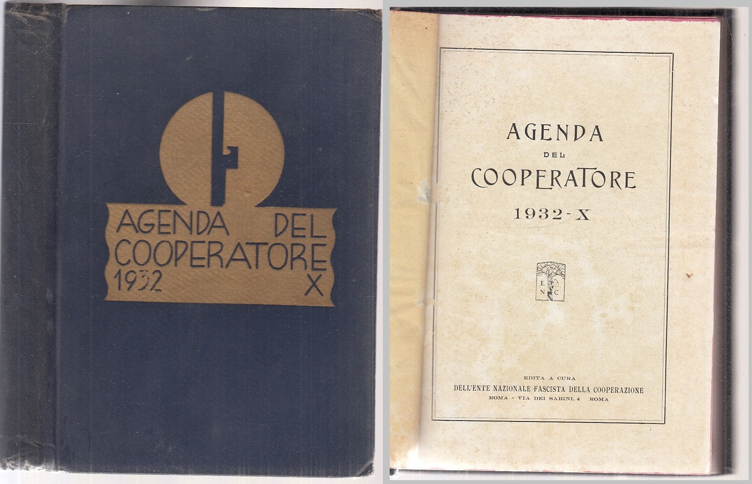 LM- AGENDA DEL COOPERATORE 1932 X -- ENTE NAZIONALE FASCISTA --- 1932 - C - MLT4
