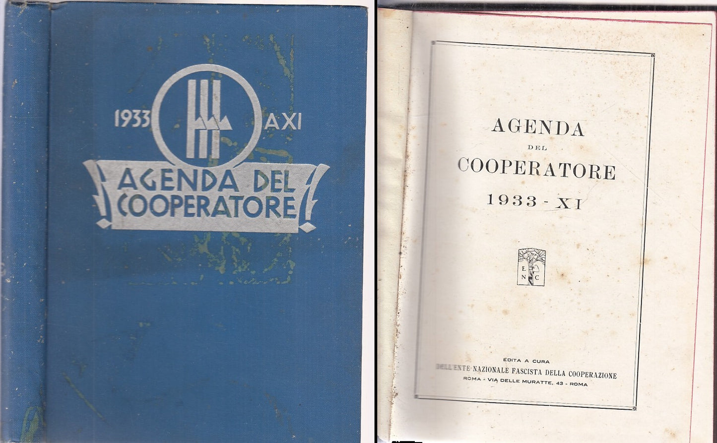 LM- AGENDA DEL COOPERATORE 1933 XI -- ENTE NAZIONALE FASCISTA --- 1933 - C- MLT4