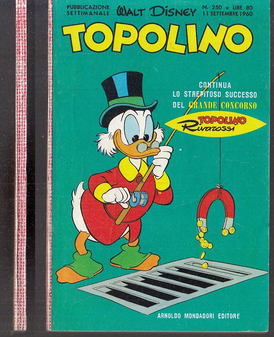 FD- TOPOLINO N.250 CON BOLLINO E FIGURINE -- DISNEY MONDADORI - 1960 - B - GBX