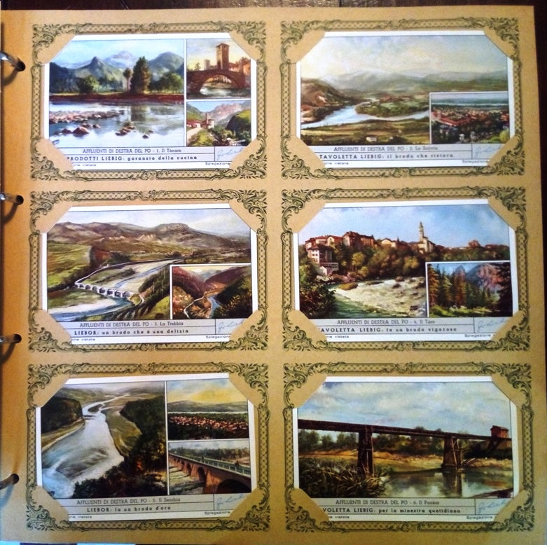 FIGURINE LIEBIG AFFLUENTI DI DESTRA DEL PO 1/6 COMPLETA SERIE 1635 1956 ITALIA