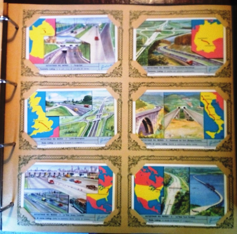 FIGURINE LIEBIG AUTOSTRADE NEL MONDO 1/6 COMPLETA SERIE 1772 1962 ITALIA