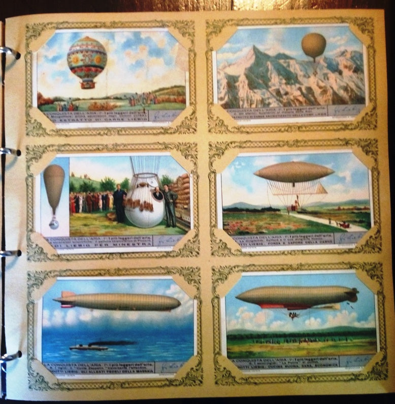 FIGURINE LIEBIG LA CONQUISTA DELL'ARIA PIU' LEGGERI 1/6 COMPLETA SERIE 1313 1935