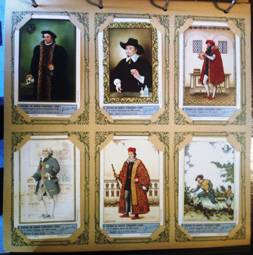 FIGURINE LIEBIG COSTUME DEL MEDICO ATTRAVRSO I TEMPI II 1/6 COMPLETA 1686 1958