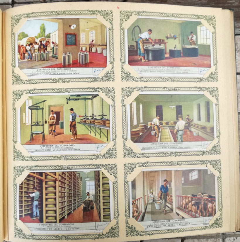 FIGURINE LIEBIG L'INDUSTRIA DEL FORMAGGIO 1/6 COMPLETA SERIE 1457 1947 ITALIA