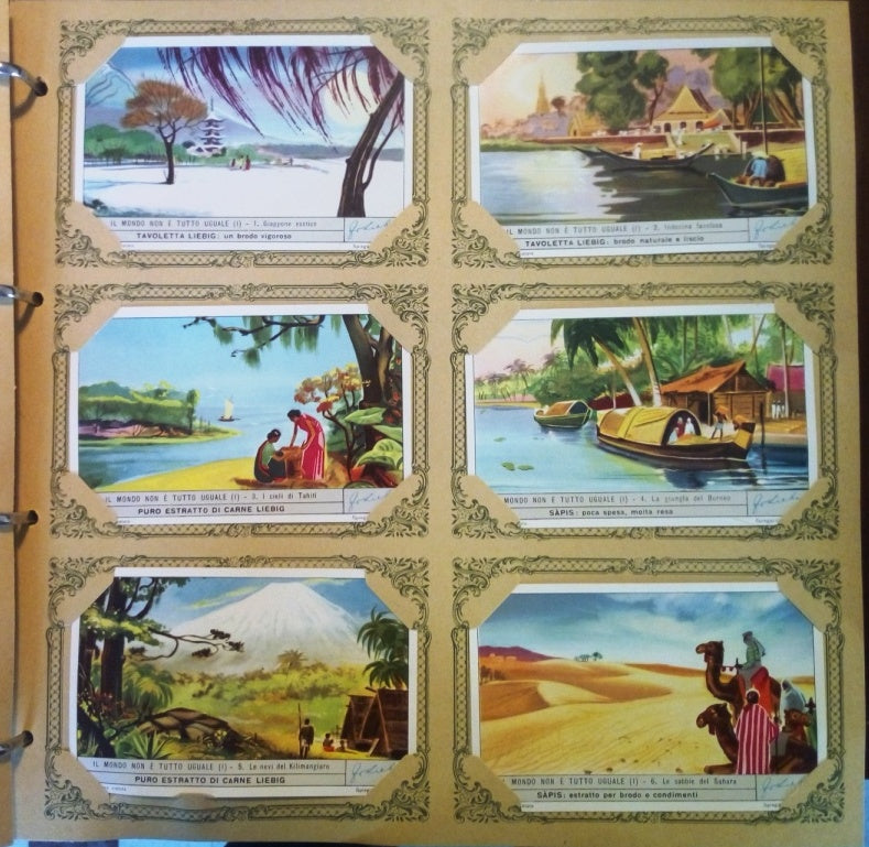FIGURINE LIEBIG IL MONDO NON E' TUTTO UGALE UGUALE I S. 1/6 COMPLETA 1648 1956