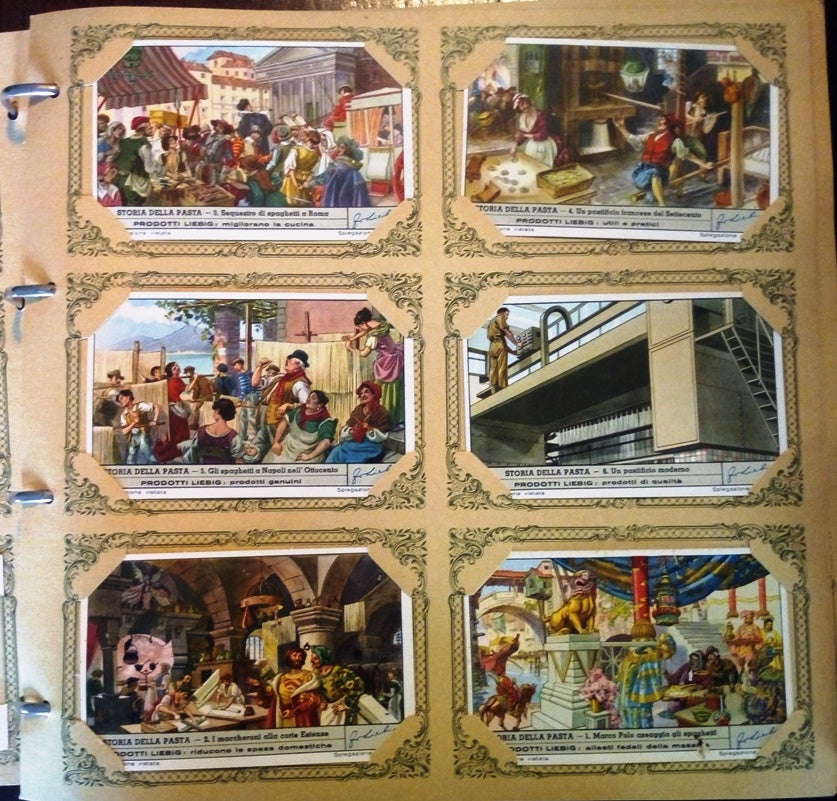 FIGURINE LIEBIG STORIA DELLA PASTA 1/6 COMPLETA SERIE 1521 1951 ITALIA