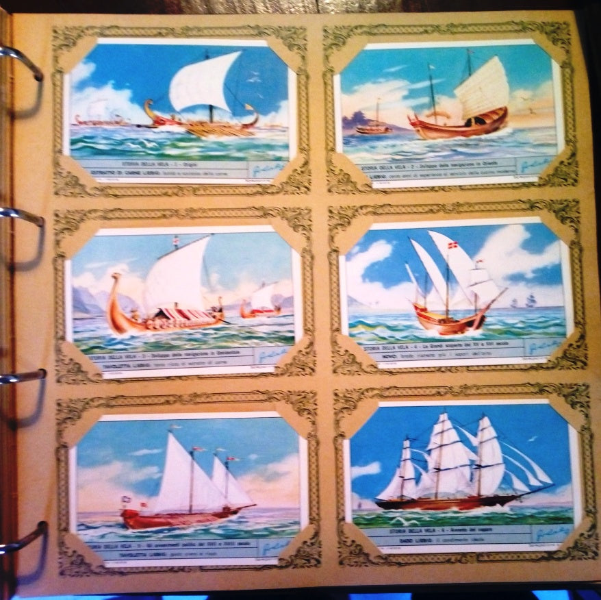 FIGURINE LIEBIG STORIA DELLA VELA 1/6 COMPLETA SERIE 1803 1964 ITALIA