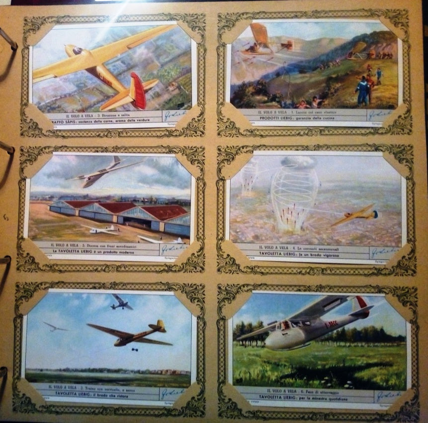 FIGURINE LIEBIG IL VOLO A VELA 1/6 COMPLETA SERIE 1683 1957 ITALIA