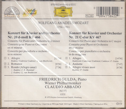 MCD- CD MOZART KLAVIERKONZERTE 20 21 GULDA ABBADO DEUTSCHE GRAMMOPHON - ZCD9