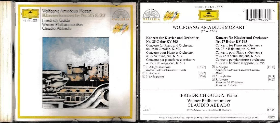 MCD- CD MOZART KLAVIERKONZERTE 25 27 GULDA ABBADO DEUTSCHE GRAMMOPHON - ZCD12