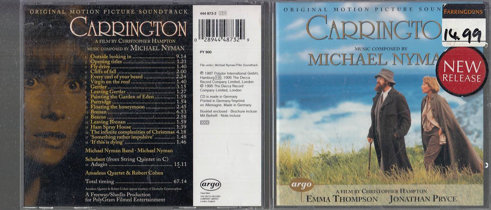 MCD- CD MICHAEL NYMAN - CARRINGTON - THOMPSON PRYCE -- ARGO 4448732- 1995-- ZCD9