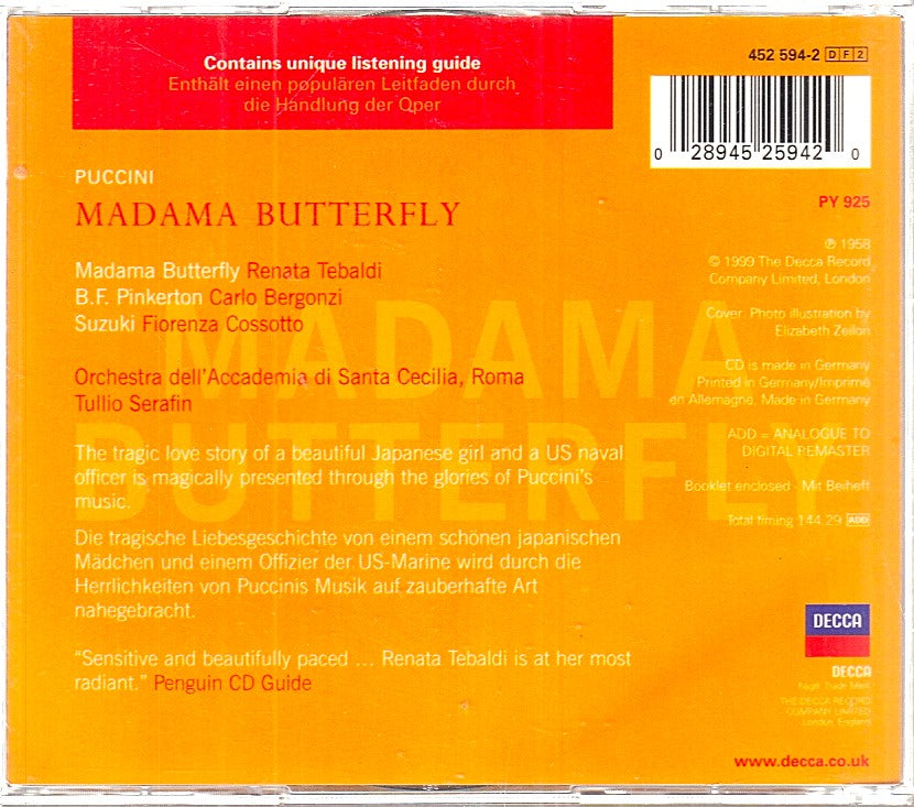 MCD- CD PUCCINI MADAMA BUTTERFLY TEBALDI BERGONZI COSSOTTO DECCA 2 CD - ZCD8