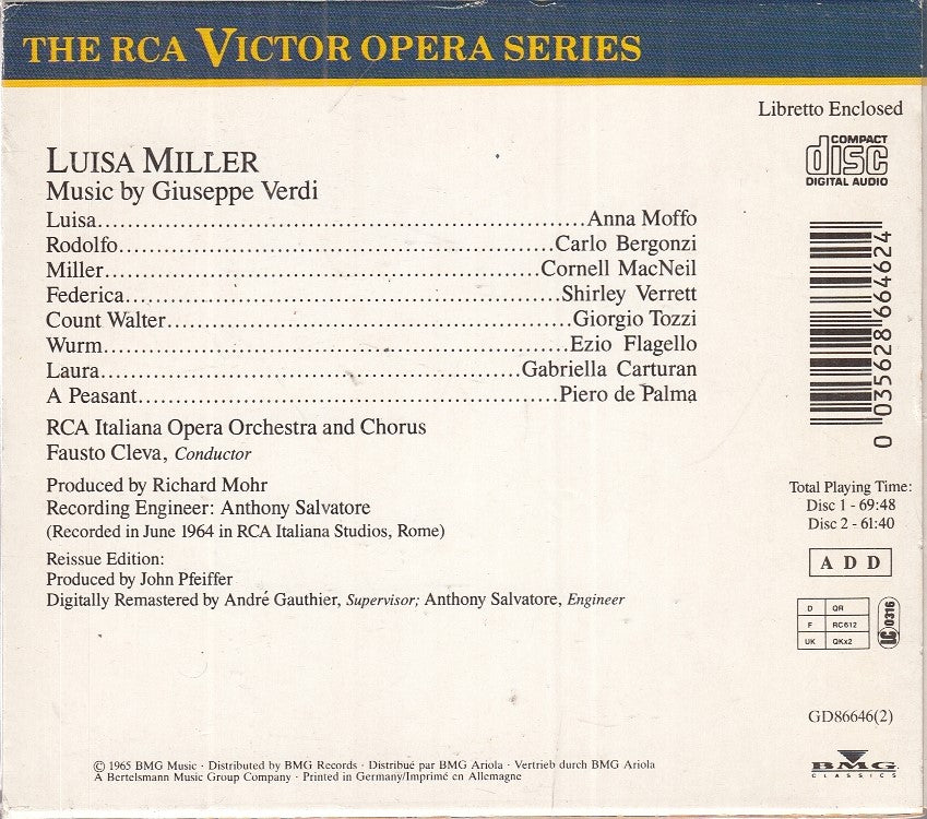MCD- CD VERDI LUISA MILLER CLEVA BMG 2 CD - ZCD9