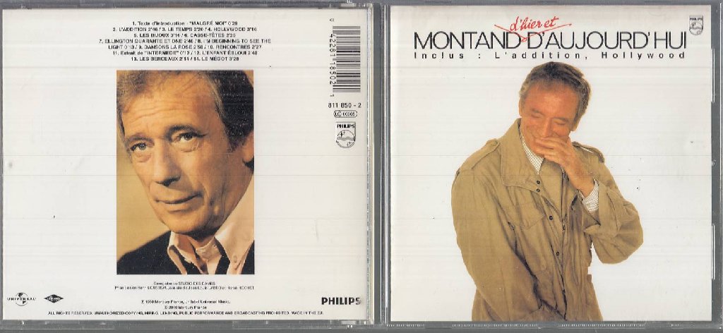 MCD- CD YVES MONTAND - D'HIER D'AUJOURD'HUI L'ADDITION HOLLYWOOD---- 1980-- ZCD4