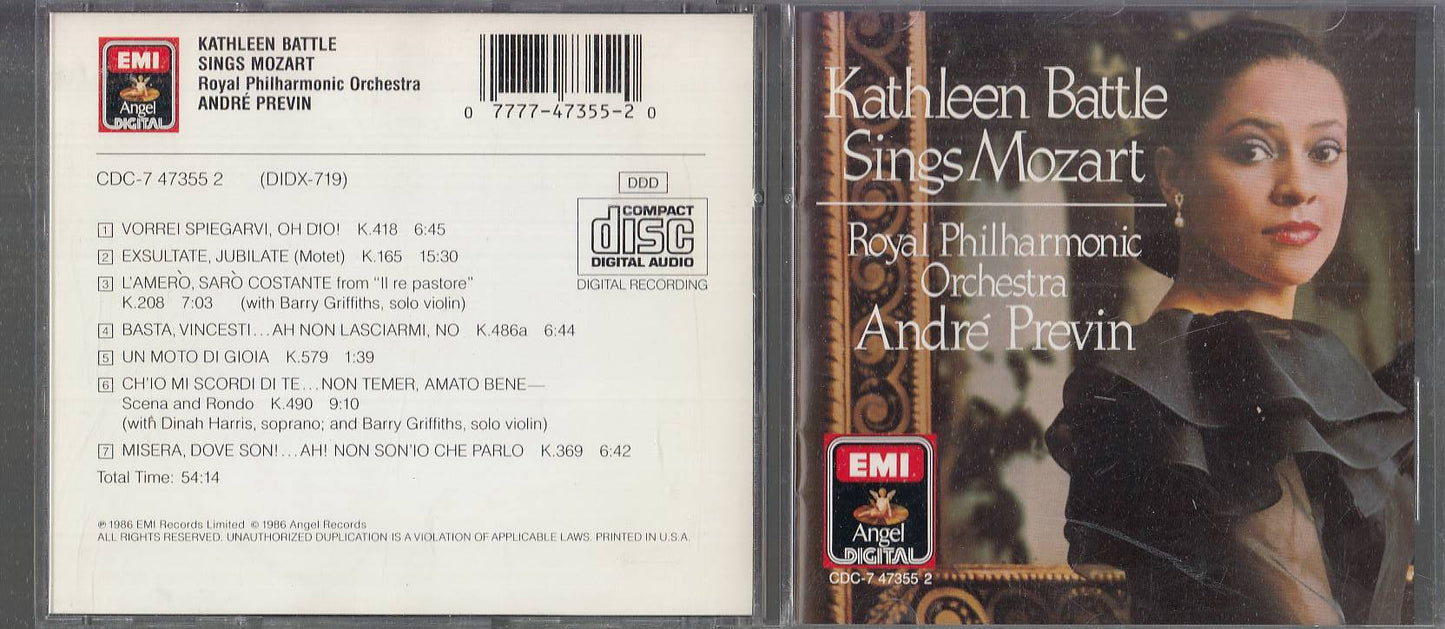 MCD- CD KATHELEEN BATTLE SINGS MOZART-- PREVIN- PHILHARMONIC- EMI- 1986-- ZCD1