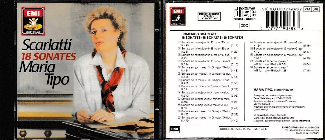 MCD- CD SCARLATTI - 18 SONATES SONATAS SONATEN MARIA TIPO -- EMI - 1988 - ZCD18