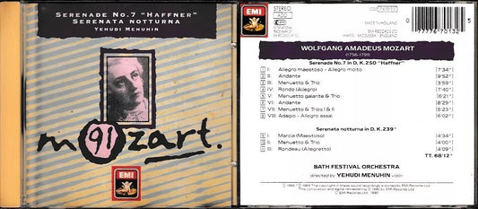 MCD- CD MOZART HAFFNER SERENADE MENUHIN BATH FESTIVAL ORCHESTRA EMI - ZCD18