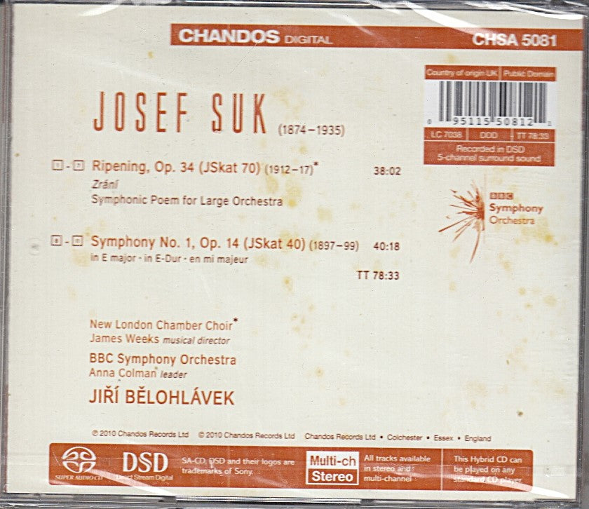 MCD- CD SUK SYMPHONY NO. 1 RIPENING BBC SYMPHONY ORCHESTRA CHANDOS - ZCD5