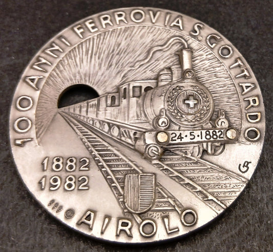 CB- Medaglia 100 anni Ferrovia San Gottardo 1882-1982 - in argento - GTTS175