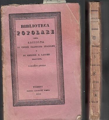 LN- BIBLIOTECA POPOLARE TRAGEDIE TOMO TERZO - SOFOCLE- POMBA--- 1829 - B- ZFS319