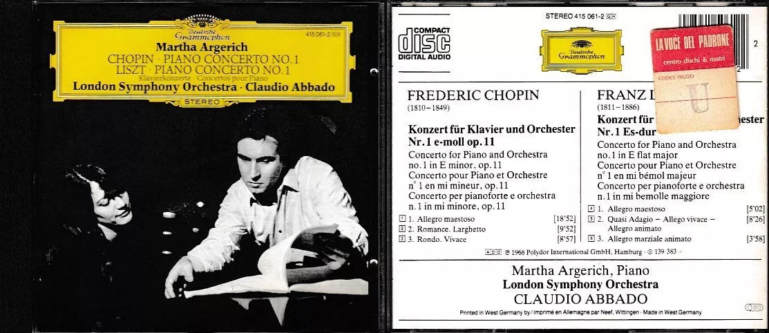MCD- CD CHOPIN LISZT PIANO CONCERTO 1 ARGERICH ABBADO DEUTSCHE GRAMMOPHON - ZCD12