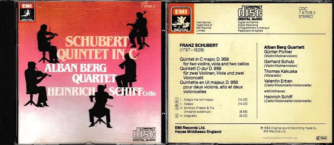 MCD- CD SCHUBERT QUINTET IN C HEINRICH SCHIFF ALBAN BERG QUARTETT EMI - ZCD14