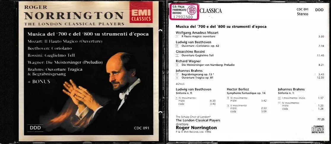 MCD- CD AA. VV. THE LONDON CLASSICAL PLAYERS NORRINGTON EMI  - ZCD18