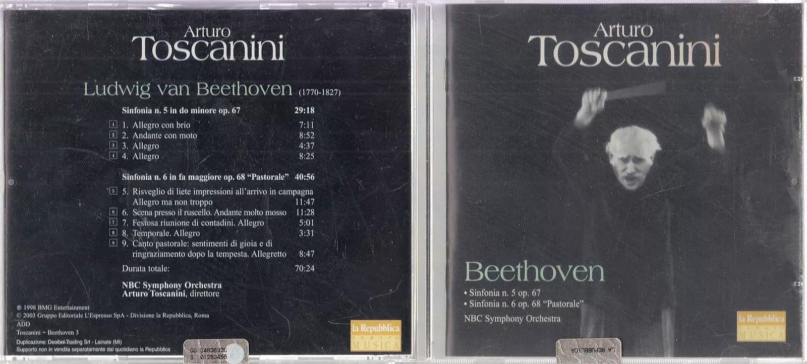 MCD- CD BEETHOVEN SINFONIA 5 6 TOSCANINI NBC REPUBBLICA SABATO 3 - ZCD14