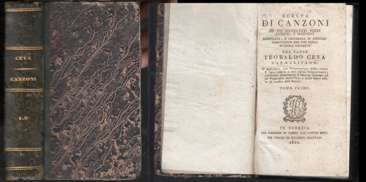 LH- SCELTA DI CANZONI SONETTI 2 TOMI - PADRE TEOBALDO CEVA---- 1820- C- ZFS319