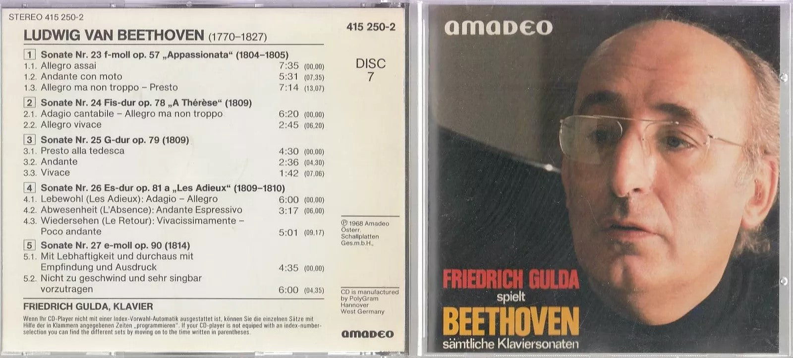 MCD- CD BEETHOVEN KLAVIERSONATEN APPASSIONATA THERESE GOULDA AMADEO - ZCD14