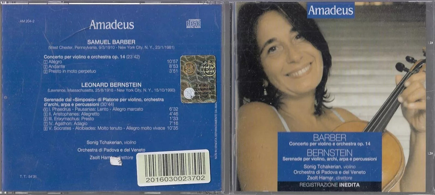 MCD- CD BARBER BERNSTEIN CONCERTO VIOLINO OP.14 - TCHAKERIAN -- AMADEUS - ZCD18