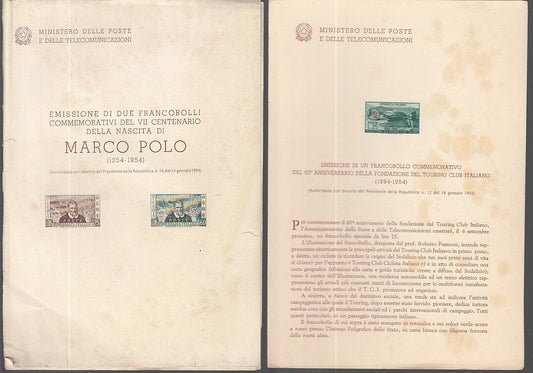 LZ- FASCICOLI EMISSIONE FRANCOBOLLI BLOCCO OFFERTA 1954/1970----- 1954- S-ZFS319