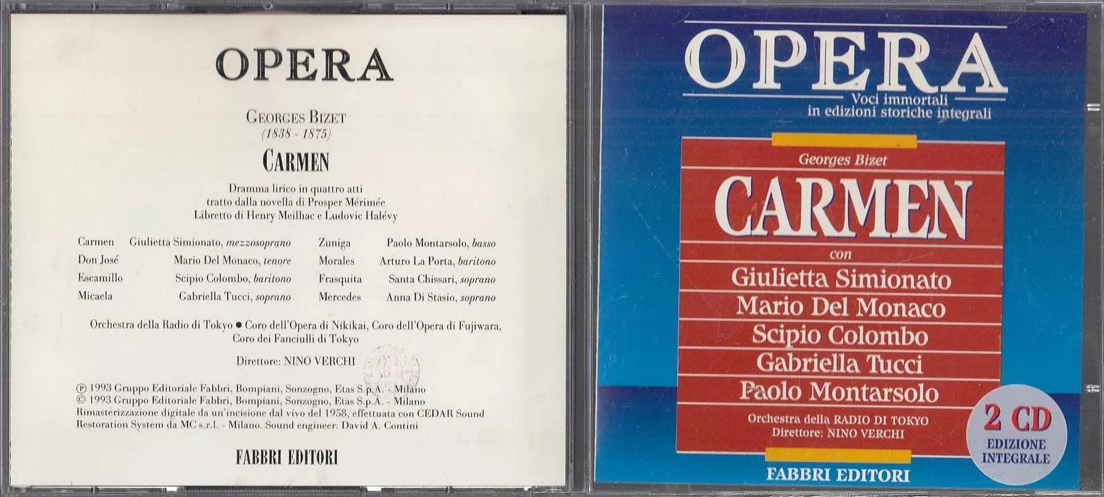 MCD- CD BIZET CARMEN DEL MONACO SIMIONATO FABBRI 2 CD  - ZCD18
