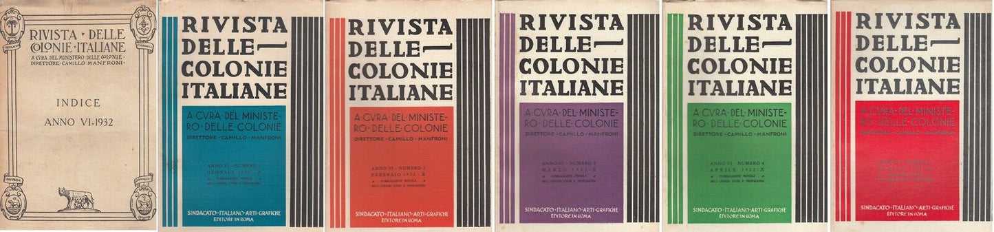 LR- RIVISTA DELLE COLONIE ANNO VI 13 VOLUMI - MANFRONI ---- 1932 - B - MLT