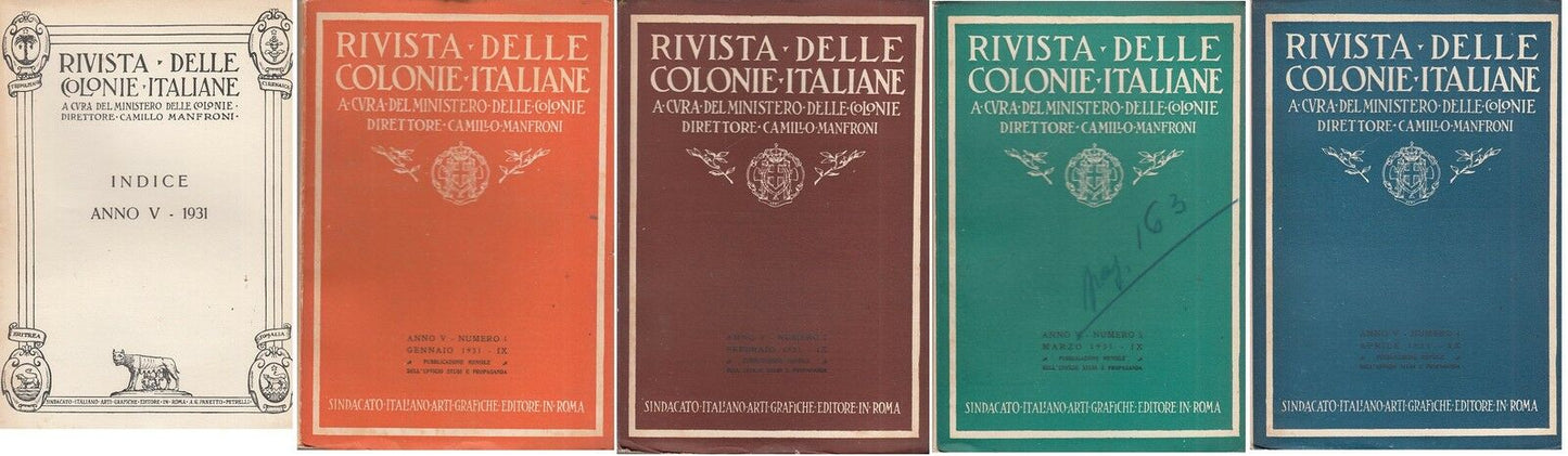LR- RIVISTA DELLE COLONIE ANNO V MANCA GIUGNO -- ROMA --- 1931 - B - MLT