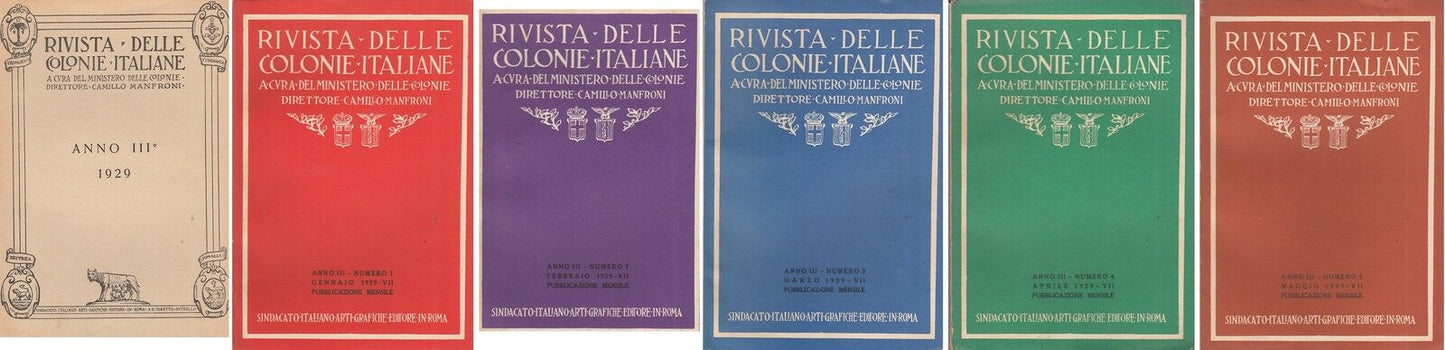 LR- RIVISTA DELLE COLONIE ANNO III 12 MESI + INDICE- MANFRONI---- 1929- B- MLT