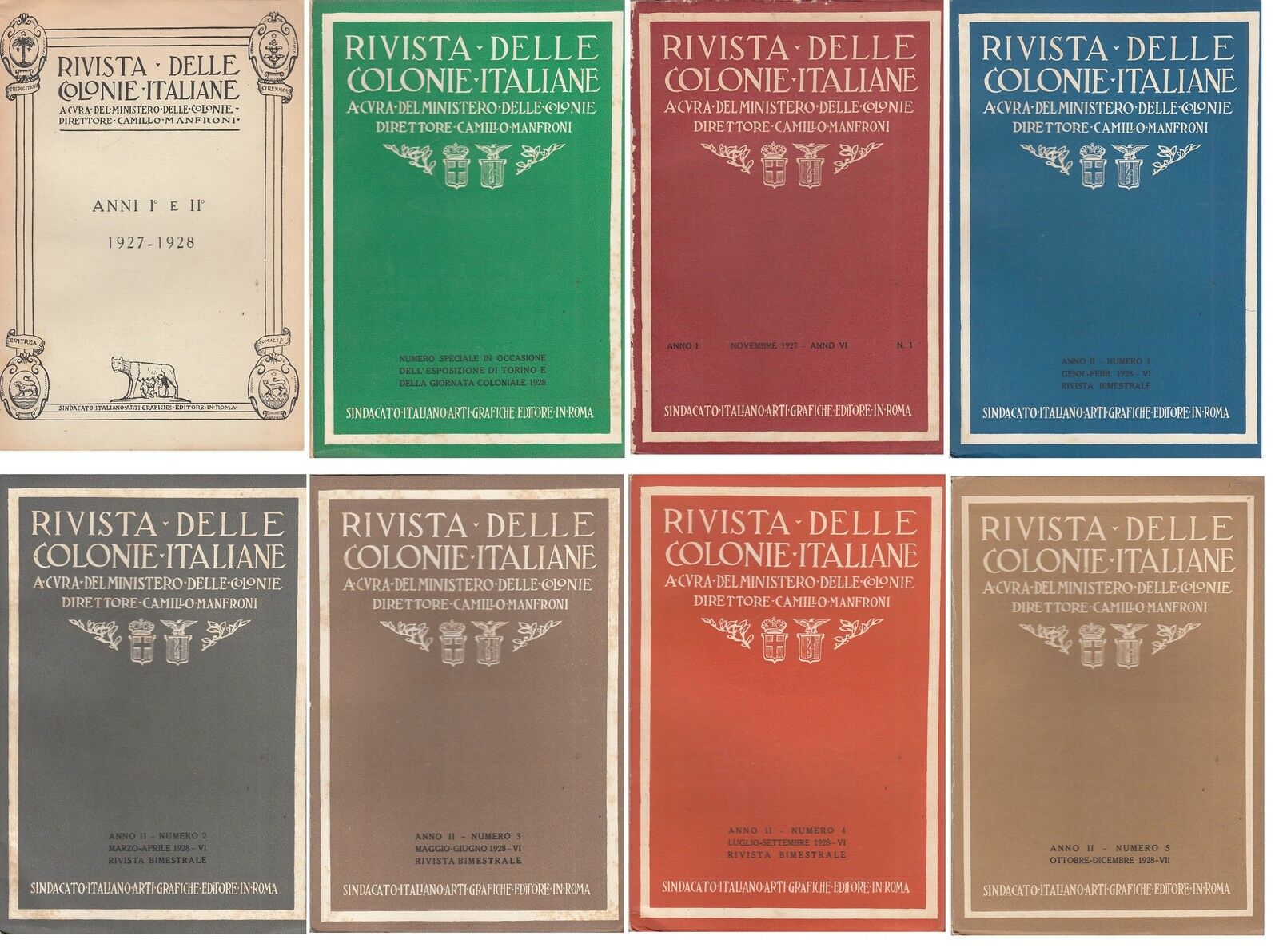 LR- RIVISTA DELLE COLONIE ANNO I,II 1927 1928 -- ROMA --- 1928 - B - MLT