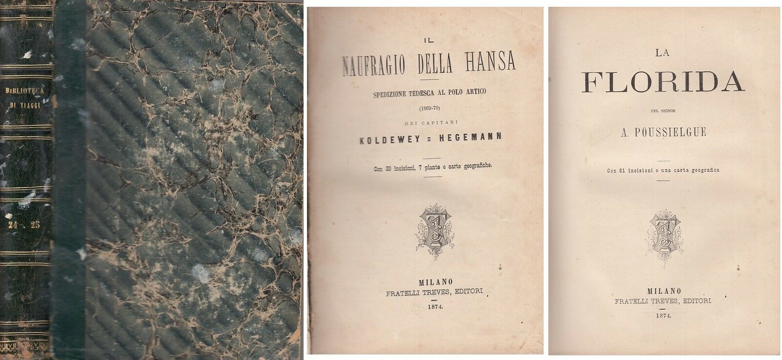 LS- BIBLIOTECA DI VIAGGI XXIV NAUFRAGIO HANSA FLORIDA-- TREVES--- 1874 - C- YDS6