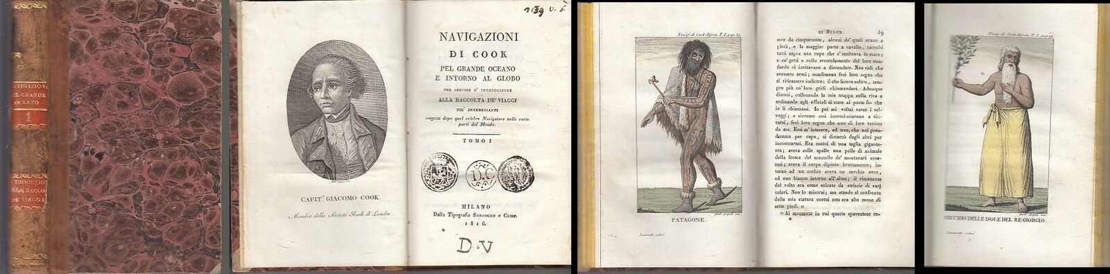 LS- NAVIGAZIONI DI COOK TOMO I OCEANO GLOBO -- SONZOGNO --- 1816 - C - YFS378