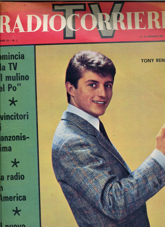 LR- RADIOCORRIERE TV N.3 TONY RENIS -- ERI EDIZIONI RAI--- 1963- S- ZFS372
