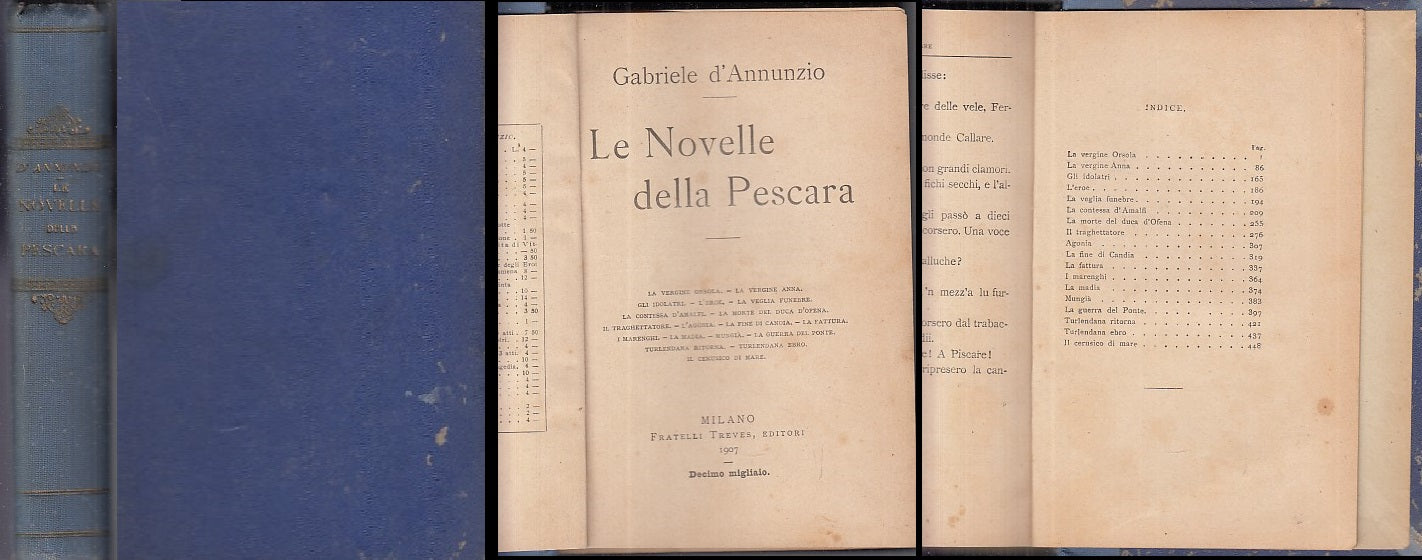 LN- LE NOVELLE DELLA PESCARA - GABRIELE D'ANNUNZIO - TREVES --- 1907 - C - ZDS646