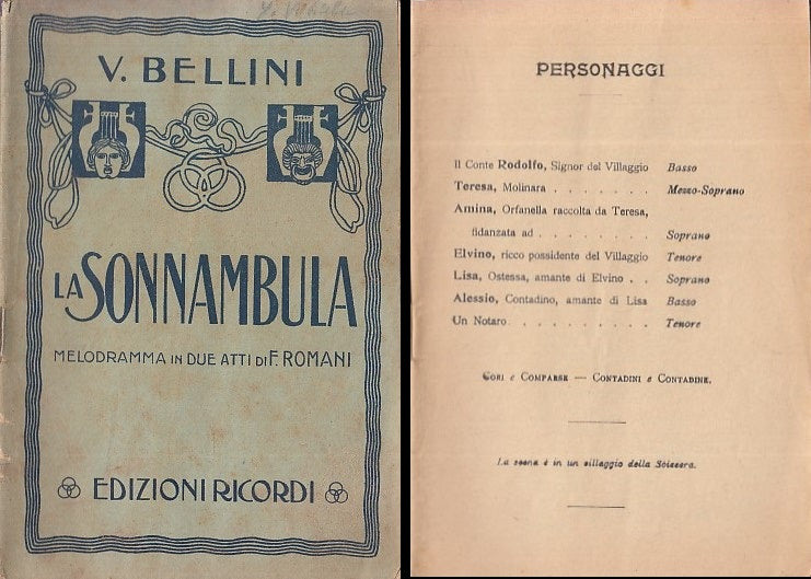 LT- LIBRETTO LA SONNAMBULA - BELLINI ROMANI - RICORDI --- 1900- S- YDS470