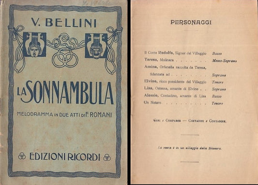 LT- LIBRETTO LA SONNAMBULA - BELLINI ROMANI - RICORDI --- 1900- S- YDS470